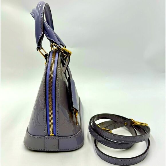 Auth Louis Vuitton Small Purple Lilas Vernis Monogram Alma BB Crossbody Bag - Picture 2 of 16